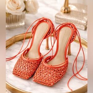 Bottega Veneta Crystal Embellished Heels — Rare Luxury Statement Shoes 8.5